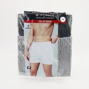 Roundtree & Yorke Mens Underwear Full-Cut Boxers Plaid Gingham 2 Pack Size 42